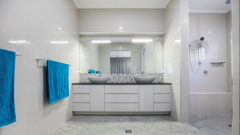 Projects white bathroom interior